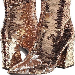 New Madden Girl Gold Sequin Boots 8.5